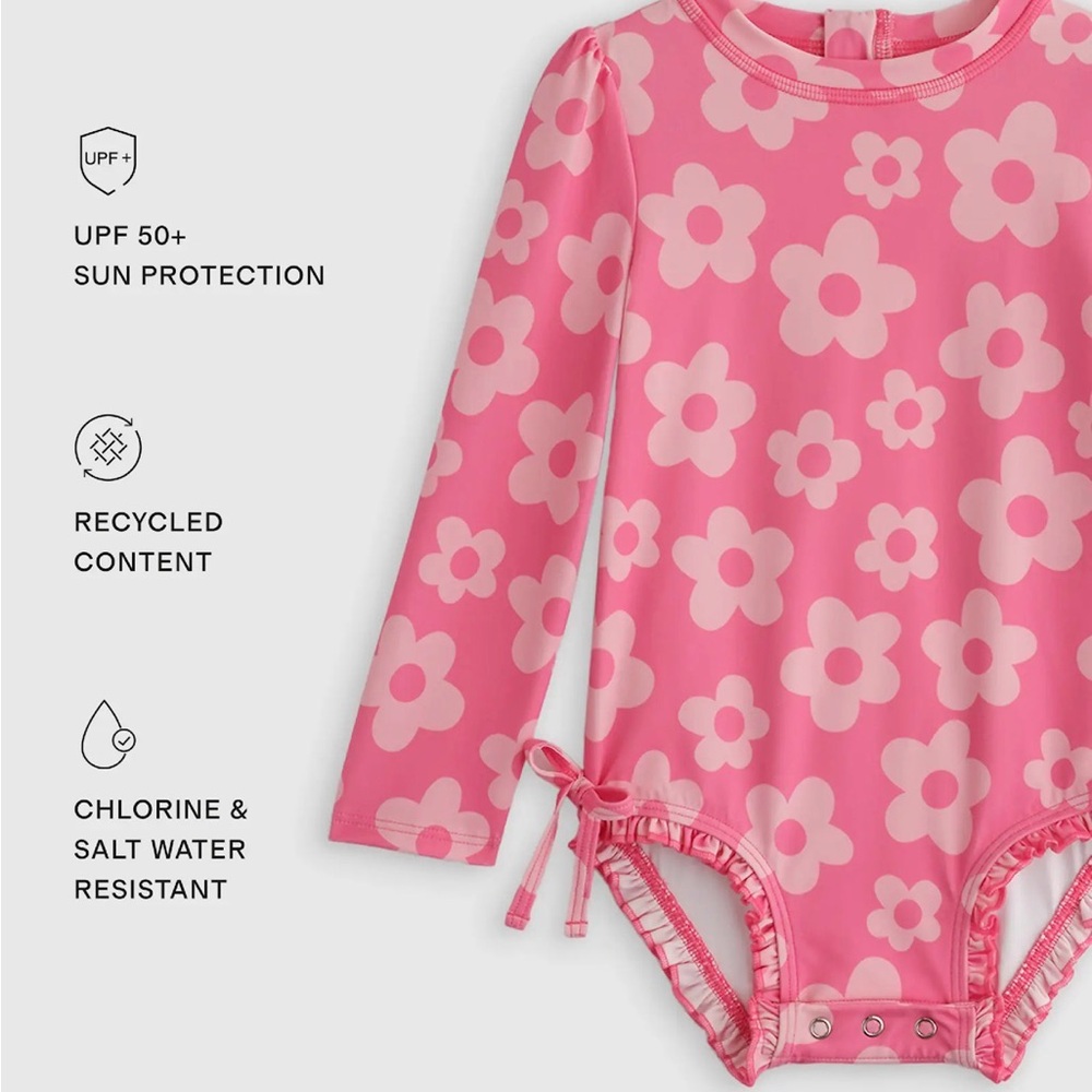 Quince Toddler One-Piece Pink Flower Swimsuit- Size 2T- NWT